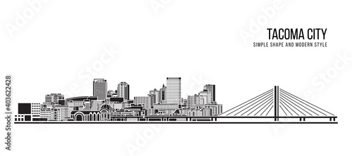 Cityscape Building Abstract Simple shape and modern style art Vector design - Tacoma city photo