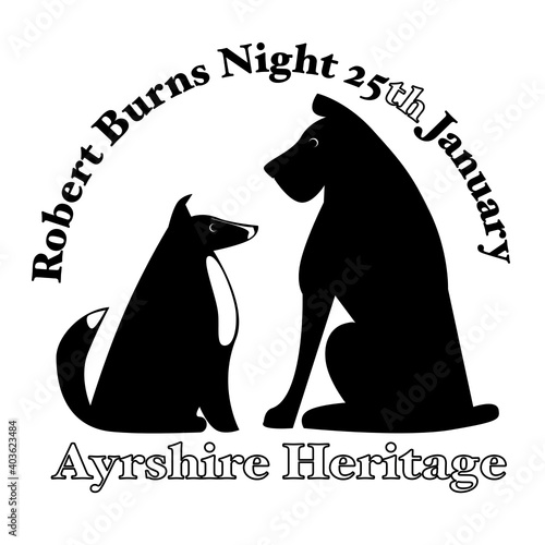 Robert Burns Night 25th January Scottish heritage festival Twa Dogs poem silhouette of a dog photo