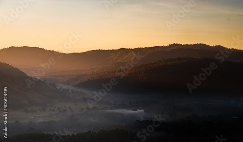 beautiful of the forests  mountain in morning. at Khao Pok Lon  Pitsanulok Province Thailand.