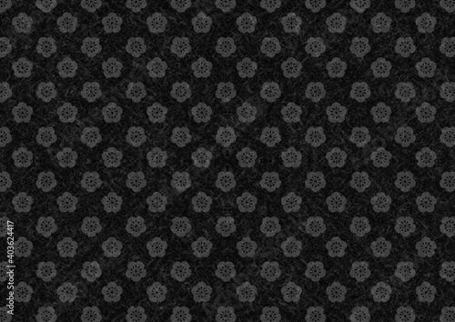 Wallpaper Mural 梅模様の透かしのある黒色の背景デザイン、和紙テクスチャー Torontodigital.ca
