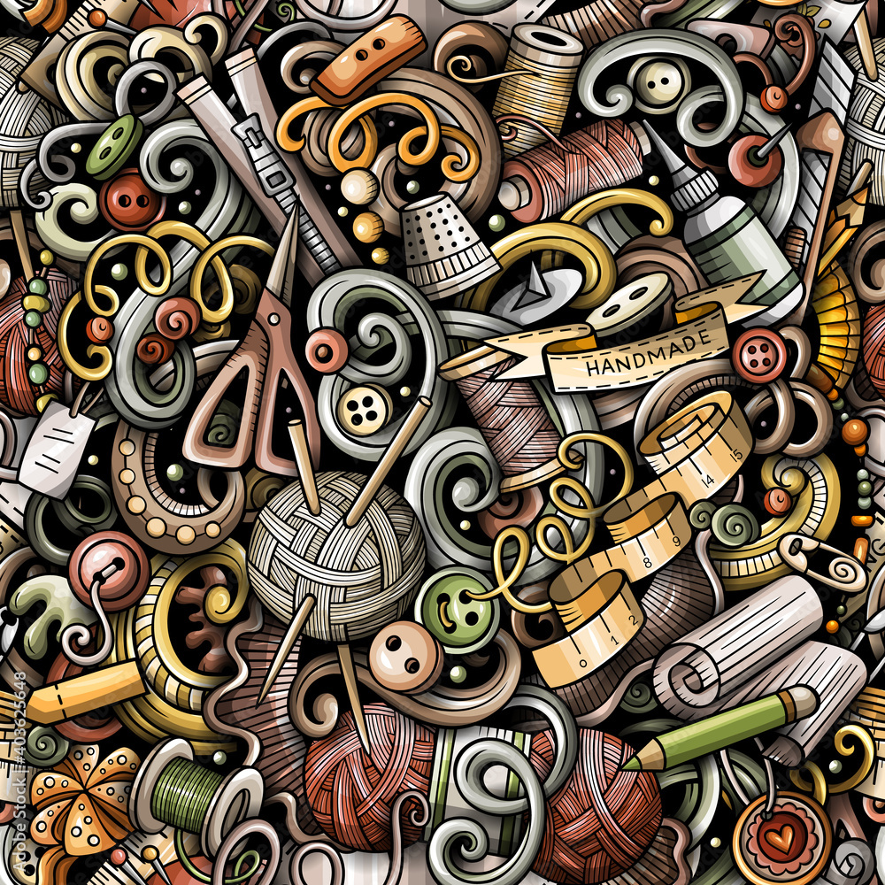 Handmade hand drawn raster doodles seamless pattern. Handmade hand drawn raster doodles seamless pattern.