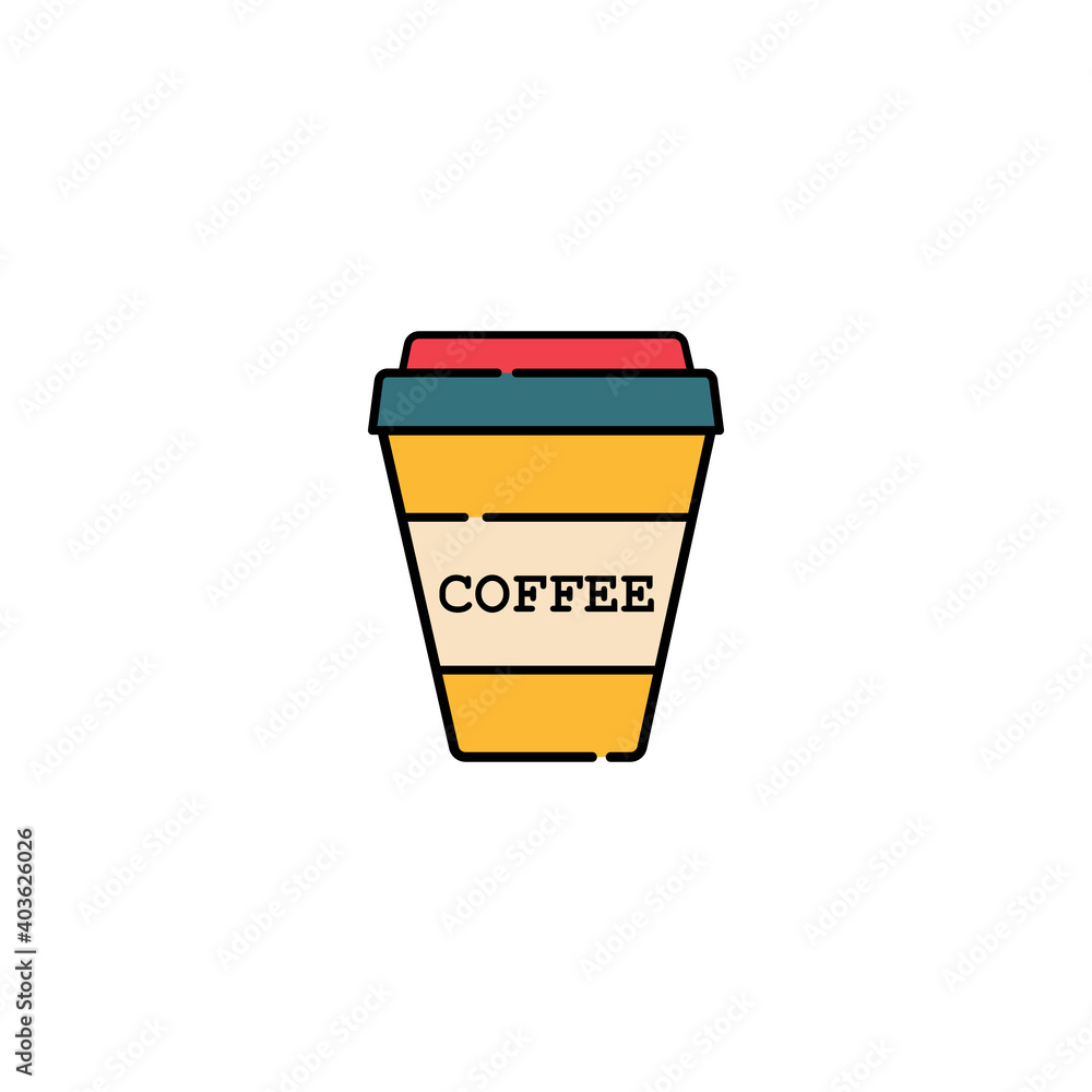 Coffee cup icon on white background. Vector illustration in flat cartoon design. Coffee cup icon on white background. Vector illustration in flat cartoon design.
