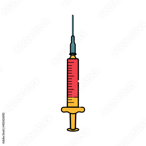 syringe isolated on white background. Vector illustration in flat cartoon design. Needle