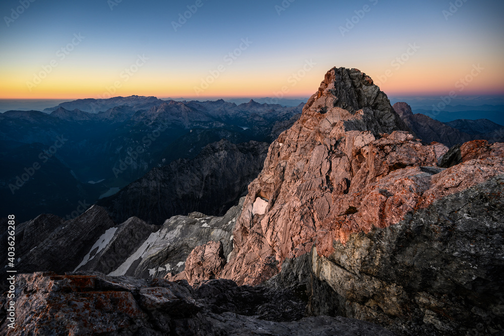 Watzmann middel peak at sunrise
