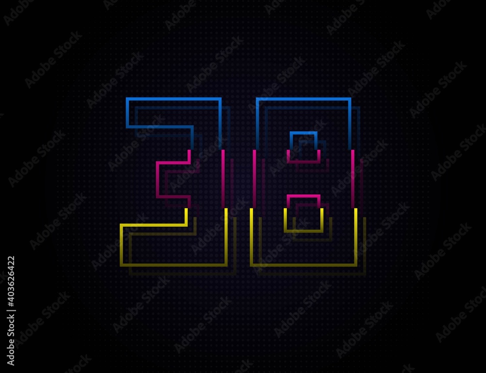 38 number colorful outline stroke font. Trendy, dynamic creative style design. Vivid vector font for logo, brand label, design elements, nightlife, application etc 38 number colorful outline stroke font. Trendy, dynamic creative style design. Vivid vector font for logo, brand label, design elements, nightlife, application etc