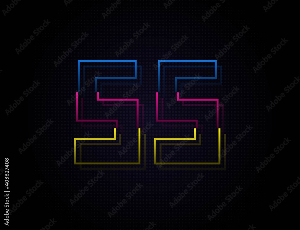 55 number colorful outline stroke font. Trendy, dynamic creative style design. Vivid vector font for logo, brand label, design elements, nightlife, application etc 55 number colorful outline stroke font. Trendy, dynamic creative style design. Vivid vector font for logo, brand label, design elements, nightlife, application etc