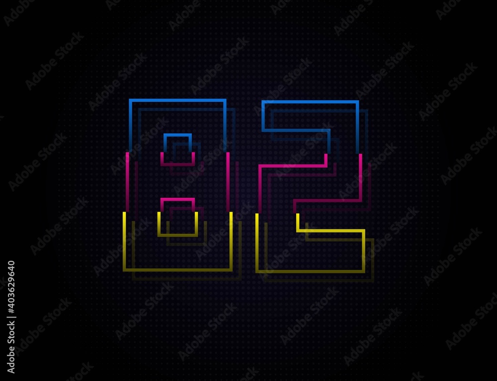 82 number colorful outline stroke font. Trendy, dynamic creative style design. Vivid vector font for logo, brand label, design elements, nightlife, application etc 82 number colorful outline stroke font. Trendy, dynamic creative style design. Vivid vector font for logo, brand label, design elements, nightlife, application etc