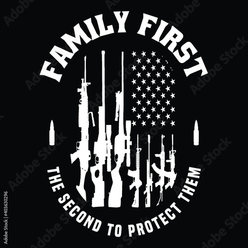 2nd Amendment Illustration showing the USA Flag made out of Rifles