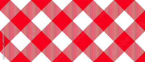 Checkered picnic, table cloth. Scottish, red lumberjack style. Flat vector gingham and bluffalo check line pattern. Texture from rhombus, squares for plaid, tablecloths. Tartan checker print sign. 