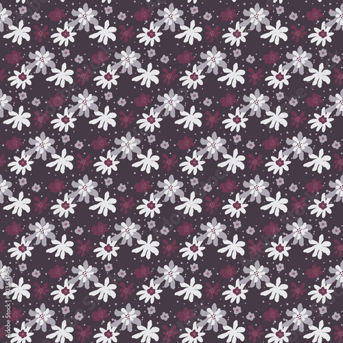 Vintage seamless pattern with light blue flowers ornament. Abstract ditsy backdrop.