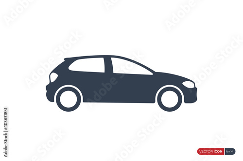 Car Icon isolated on White Background. Flat Vector Icon Design Template Element.