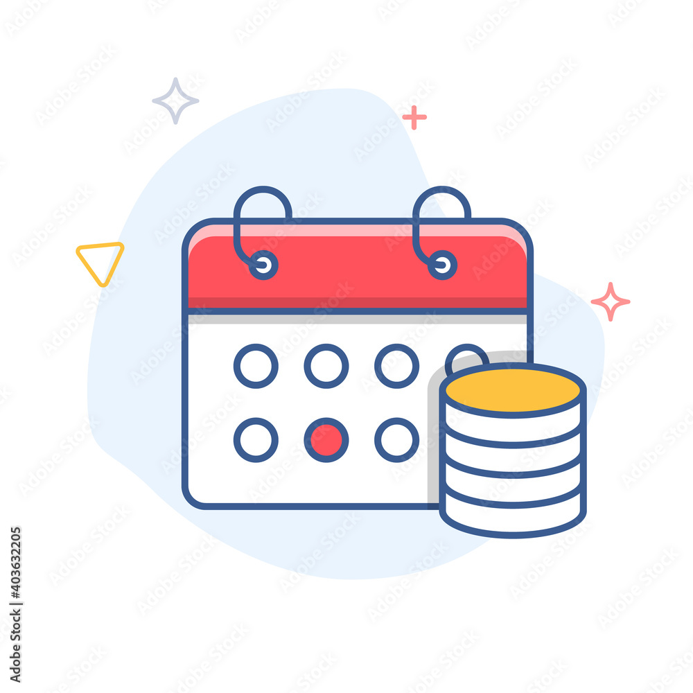Calendar and money outline icon. Payday illustration. Calendar and money outline icon. Payday illustration.