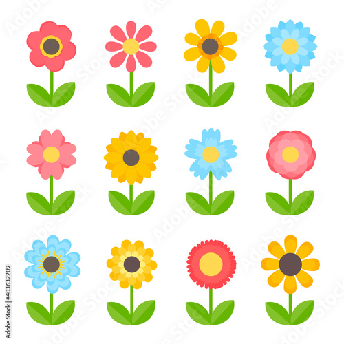 Simple colorful flower dress design for kids Isolated on white background