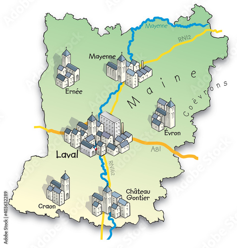 53 Carte du département de la Mayenne