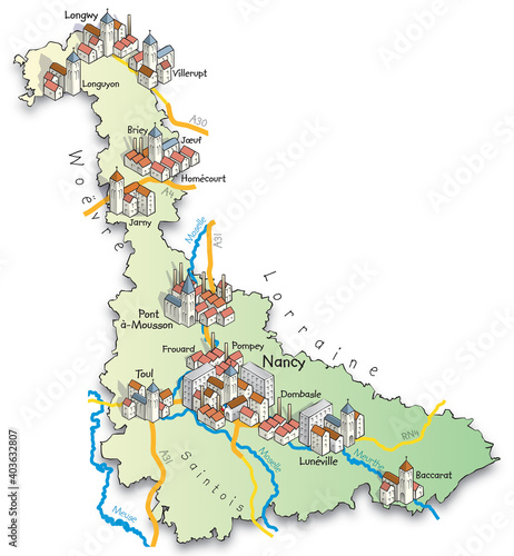54 Carte du département de la Meurthe-et-Moselle