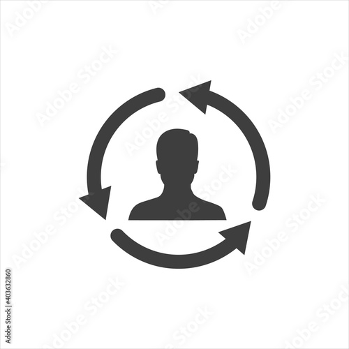 businessman figure with arrow around line style icon vector illustration design