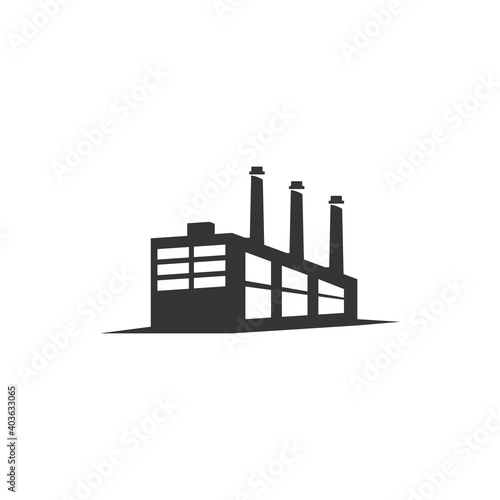 Vector graphic of industrial building factory logo icon silhouette isolated, chimney, windows, factory icon