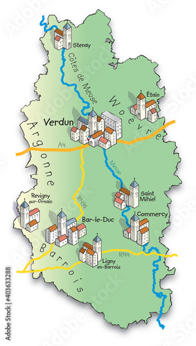 55 Carte du département de la Meuse