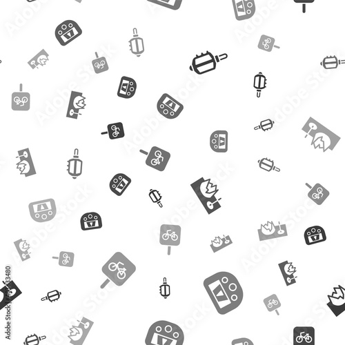 Set Bicycle pedal, Gps device with map, on street ramp and parking on seamless pattern. Vector.