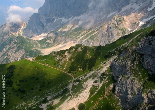 Südwandhütte at the south face of Dachstein, Austria, Europe 