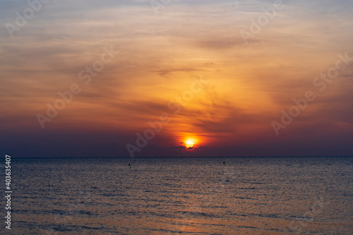 The beauty landscape with sunrise over sea.