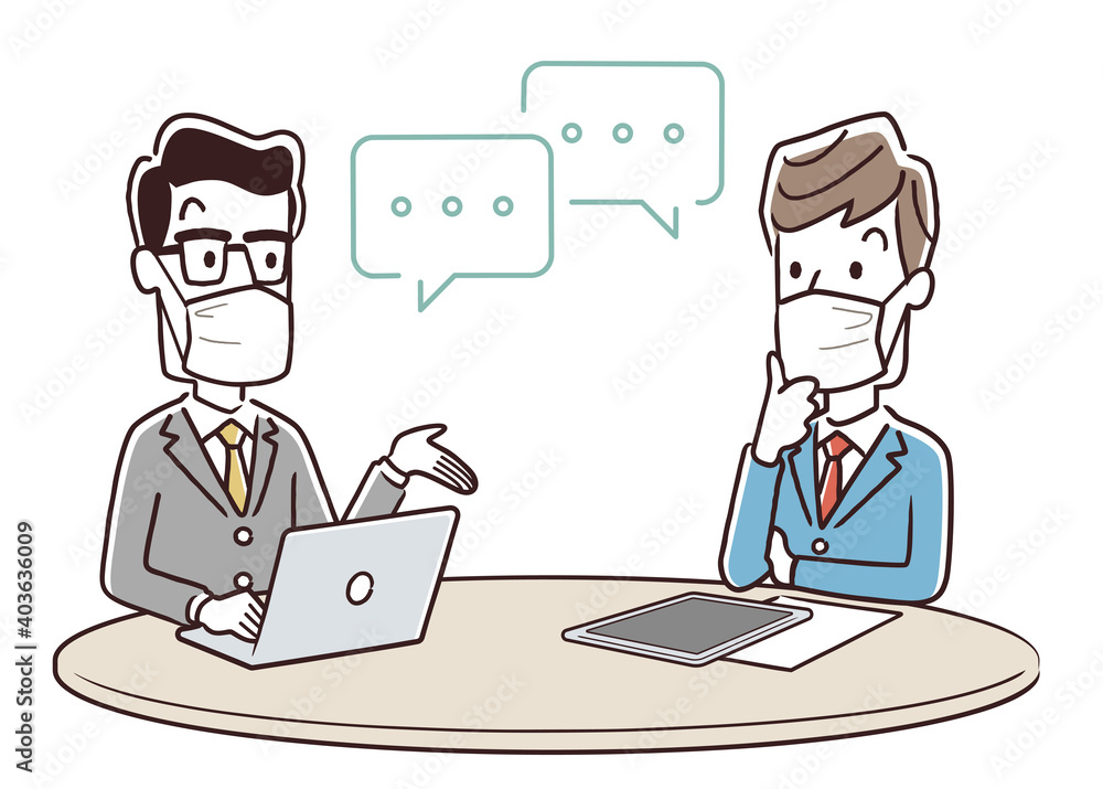 ベクターイラスト素材 マスクを付けて打ち合わせをする男性ビジネスマンたち Stock Vector Adobe Stock ベクターイラスト素材 マスクを付けて打ち合わせをする男性ビジネスマンたち Stock Vector Adobe Stock