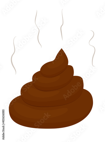 Cartoon stinking poo icon. Smelling pile of shit vector illustration isolated on white