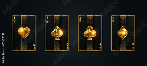 Poker card ace metallic black and gold texture shining poker cards shining