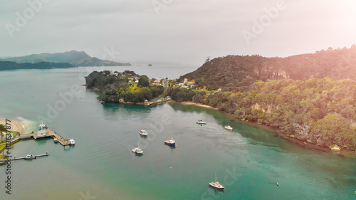 Mercury Bay, Whitianga. Aerial view from drone, New Zealand North Island © jovannig