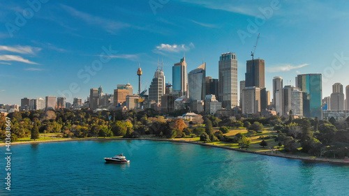 Aerial view of Sydney skyline from Sydney Harbour © jovannig