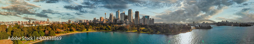 Panoramic aerial view of Sydney from Sydney Harbour Bay