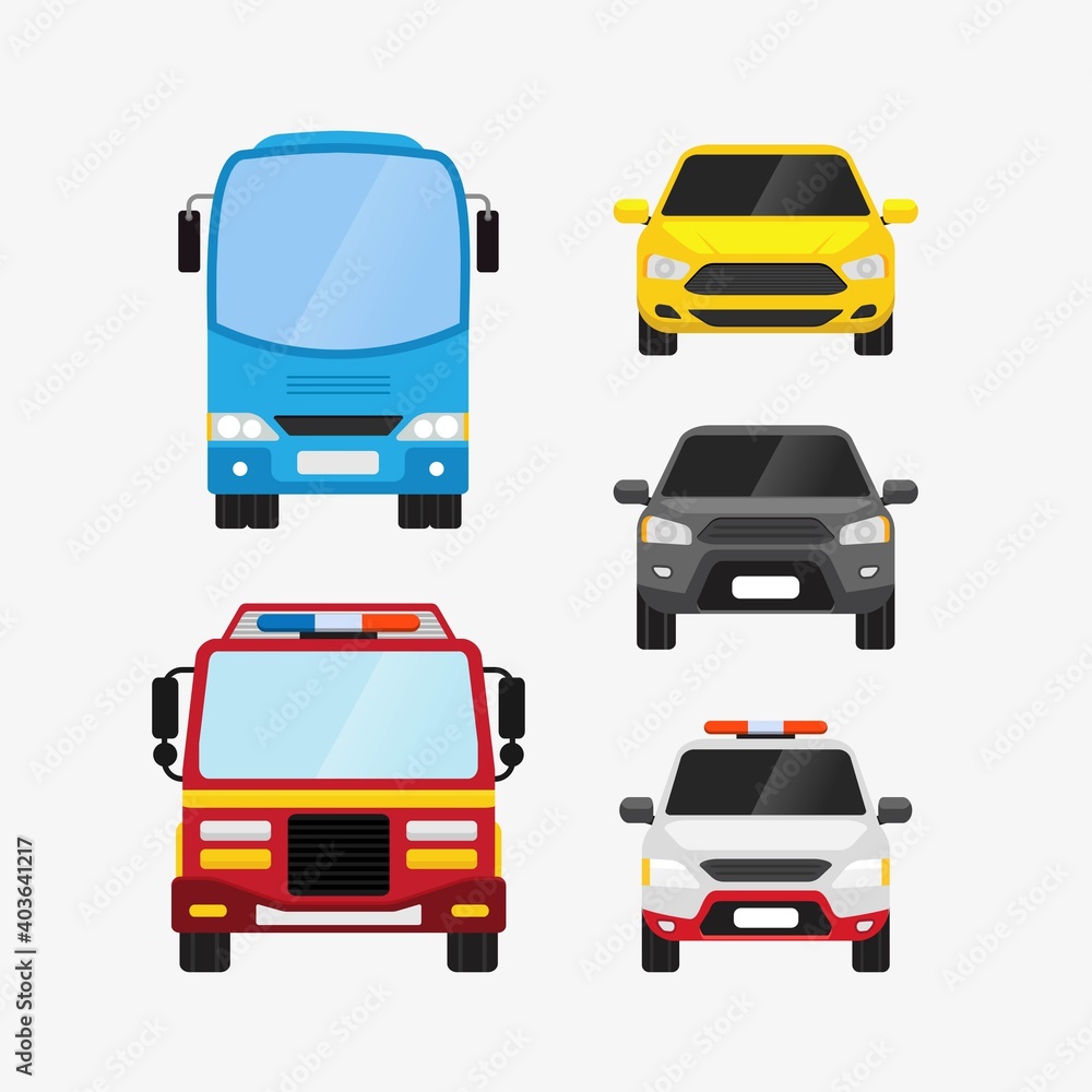 Cars transportation set top view flat vector vehicle illustration Cars transportation set top view flat vector vehicle illustration