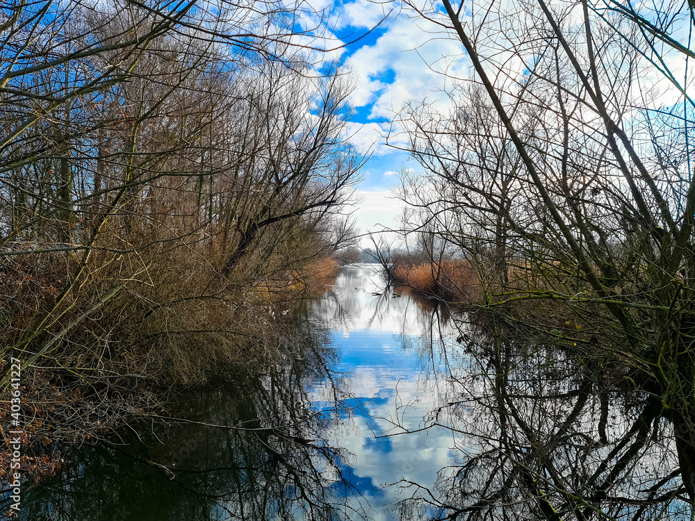 Panoramic view of a creek, called Altwasser in German.
Peaceful landscape with trees on the shore and cumulus clouds in the blue sky. Neuburg am Rhein, Rhineland-Palatinate, Germany Panoramic view of a creek, called Altwasser in German.
Peaceful landscape with trees on the shore and cumulus clouds in the blue sky. Neuburg am Rhein, Rhineland-Palatinate, Germany