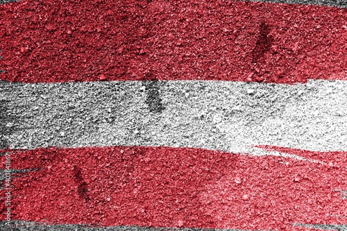 Abstract image of Austria flag on rough colorful cement plaster wall texture background.