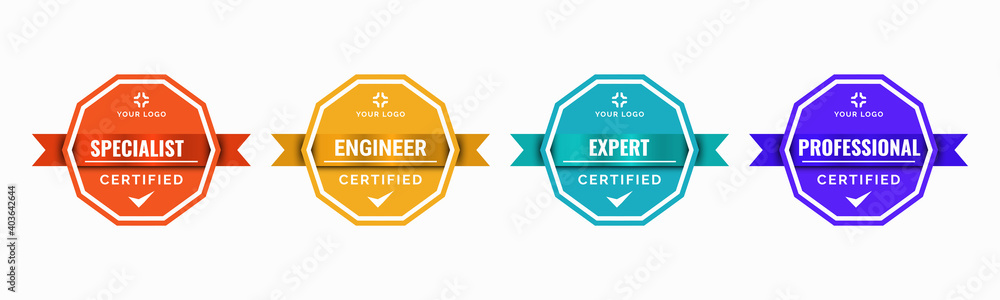 Set of company training badge certificates to determine based on ...