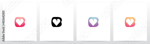 Heart On Letter Logo Design B