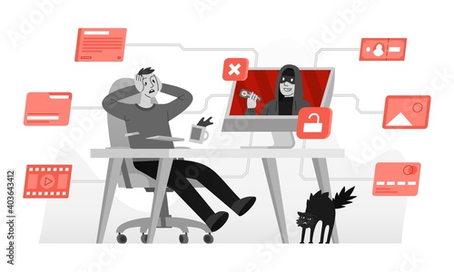 Vector illustration has been hacked by a hacker attack