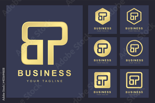 Initial Letter BP with Several Version, Elegant Golden Logo Template photo