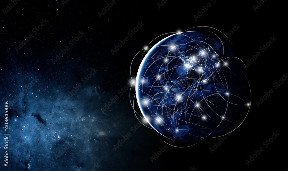 Global networking and international communication. Planet Earth as a symbol of the global network. Elements of this image furnished by NASA.