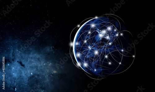 Obraz na płótnie Global networking and international communication. Planet Earth as a symbol of the global network. Elements of this image furnished by NASA. w salonie