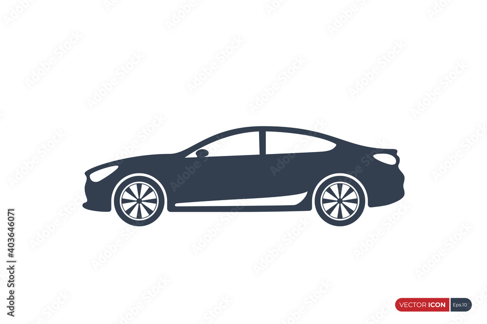 Sport Car Icon isolated on White Background. Usable for Automobile Logo. Flat Vector Illustration Design Template Element.