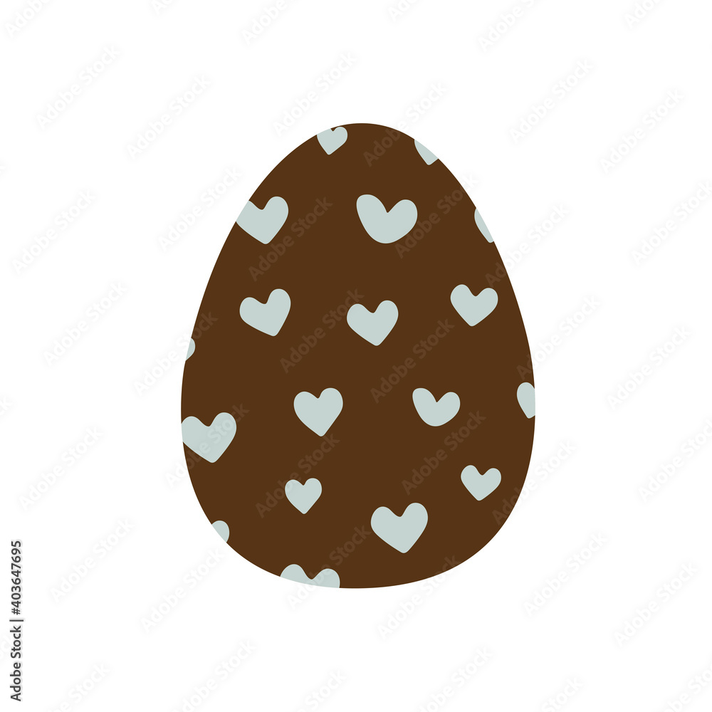 Easter egg decorated with blue hearts. Traditional food for the Orthodox and Catholic holidays. Happy easter. Colorful vector illustration isolated. Icon or card flat Easter egg decorated with blue hearts. Traditional food for the Orthodox and Catholic holidays. Happy easter. Colorful vector illustration isolated. Icon or card flat