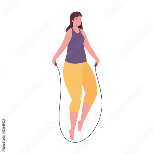 Woman jumping rope design, Gym sport and bodybuilding theme Vector illustration