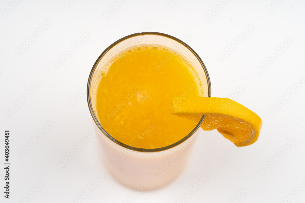 orange juice glass on isolated white background orange juice glass on isolated white background