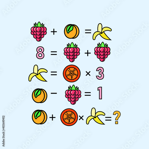 Mathematical riddle, educational game for children and adults, rebus.Riddle for the mind. Riddle with numbers. Vector. Mathematical rebus. Result. Crossword for social networks