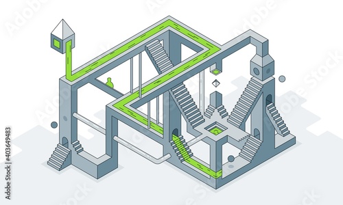 Vector illustration an optical maze of stairs