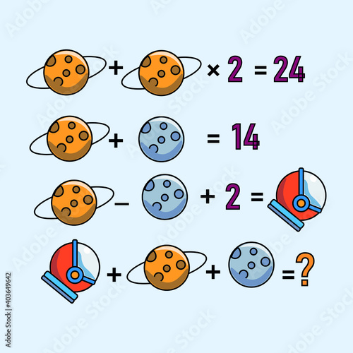 Mathematical riddle, educational game for children and adults, rebus.Riddle for the mind. Riddle with numbers. Vector. Mathematical rebus. Result. Crossword for social networks