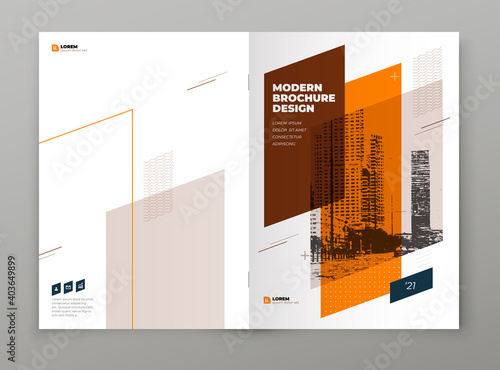 Brochure template layout design. Corporate business annual report, catalog, magazine, flyer mockup. Creative modern bright concept dynamic shape