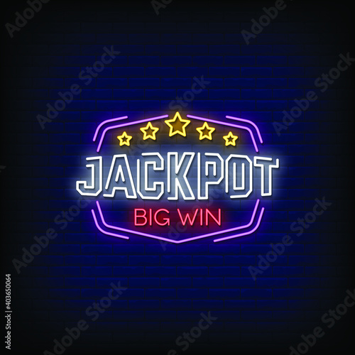 Jackpot Big Win Neon Signs Style Text Vector
