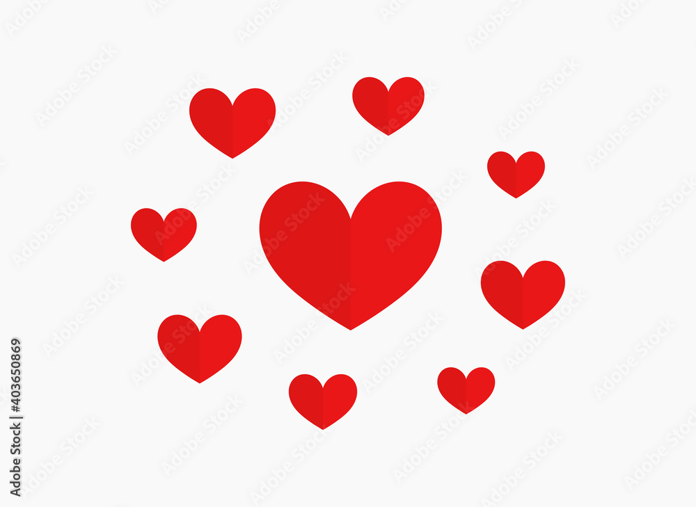Cute red hearts love symbol.